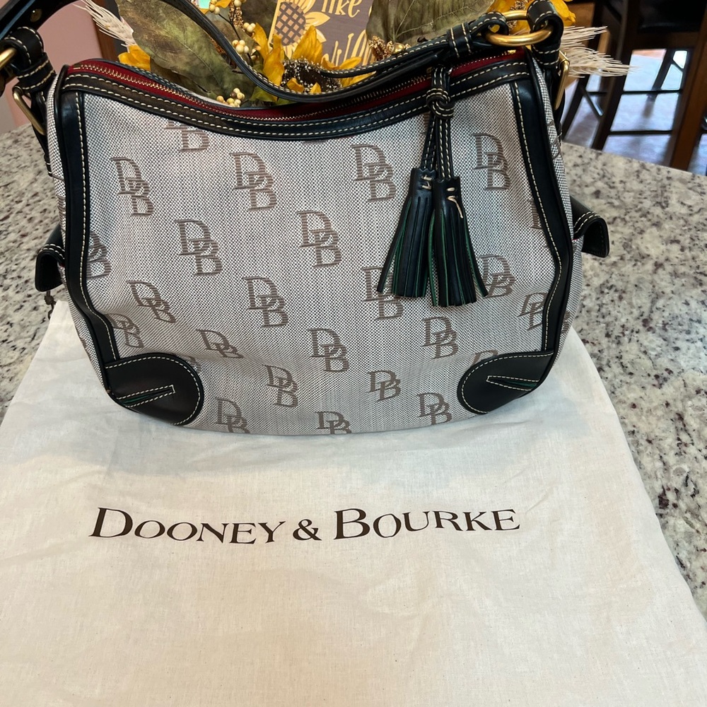 Dooney & Bourke Tan and Black Logo Shoulder Bag